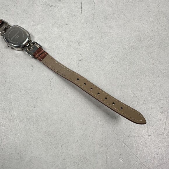 Womens Watch 20mm Oval Hearts Silver Tone Brown Band Western Cowgirl New Battery - Picture 6 of 10